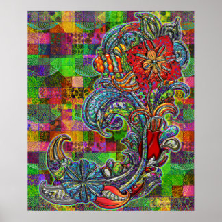 Floral Curls Abstrakt Moderne Kunst Poster