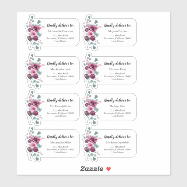 Floral Custom Address-Label Aufkleber (Blatt)