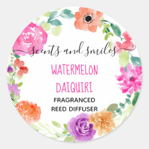 Floral Custom Brand Reed Diffuser Product Label Runder Aufkleber