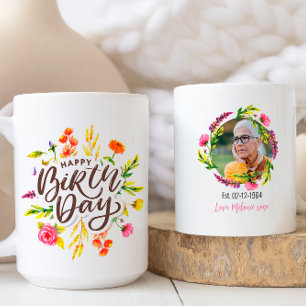 Floral Custom Happy Geburtstagsfotografie Kaffeetasse