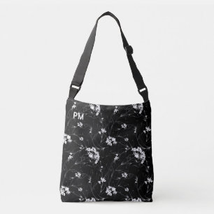 Floral Custom Monogram Tragetaschen Mit Langen Trägern