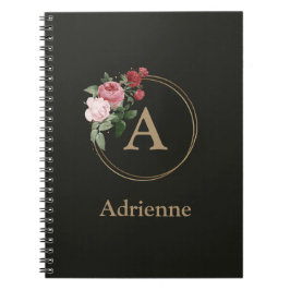 Floral Custom Monogram und Name Journal Notebook Notizblock