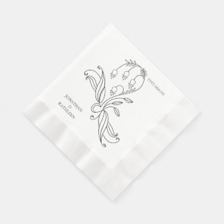 Floral Custom Name Personalized Elegant  Serviette