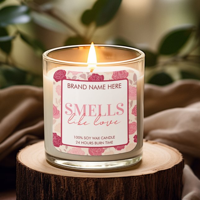 Floral Custom Valentine's Day Candle Label Quadratischer Aufkleber (Von Creator hochgeladen)