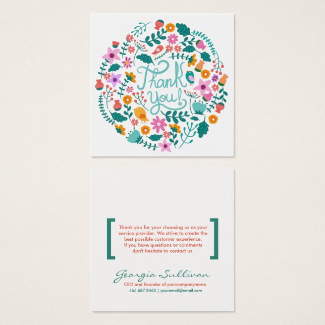 Floral Customer Danke Card (Vorne & Hinten)