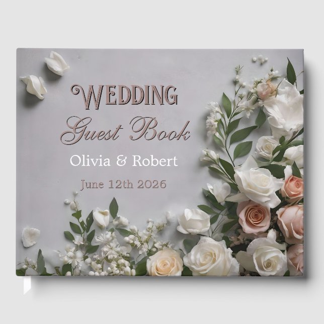 Floral Customizable Wedding Guest Guest Book Gästebuch (Vorderseite)