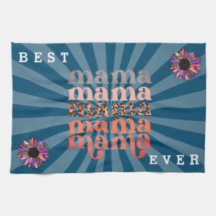 Floral Customize Best Mama Blue Geschirrtuch