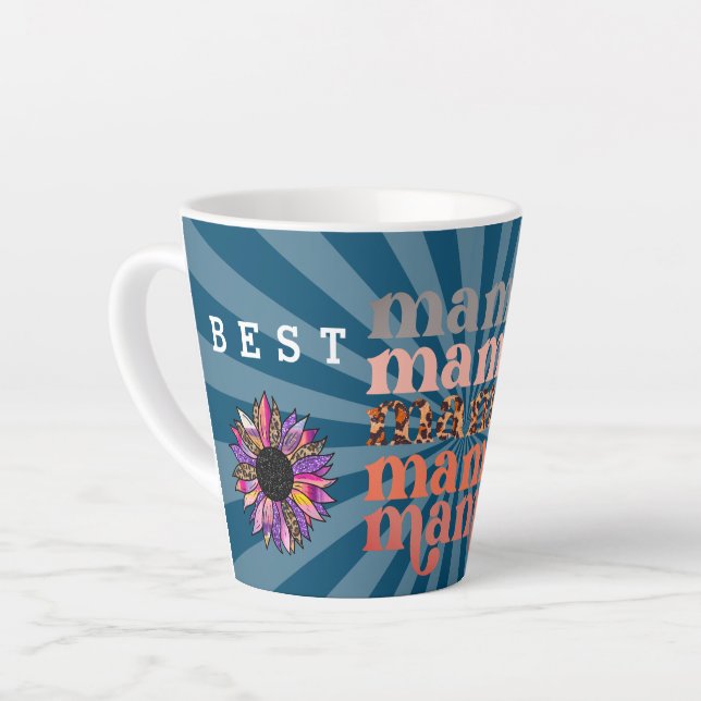 Floral Customize Best Mama Blue Milchtasse (Linke Ecke)