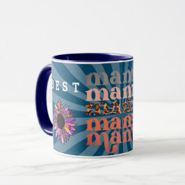 Floral Customize Best Mama Blue Tasse