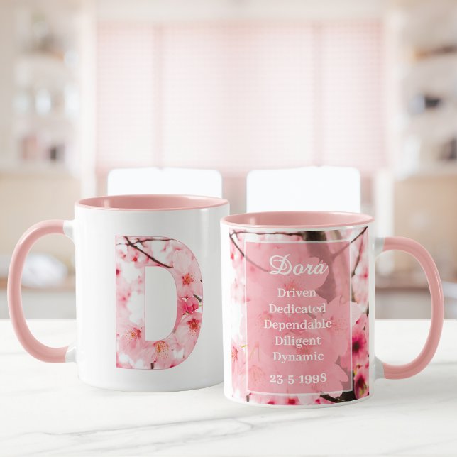 Floral D Initial Mug | Personalized Name & Traits  Tasse (Von Creator hochgeladen)