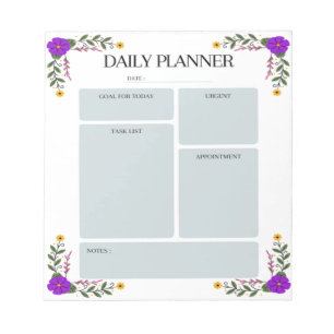 Floral Daily Planner Notepad Notizblock