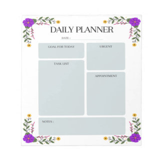 Floral Daily Planner Notepad Notizblock