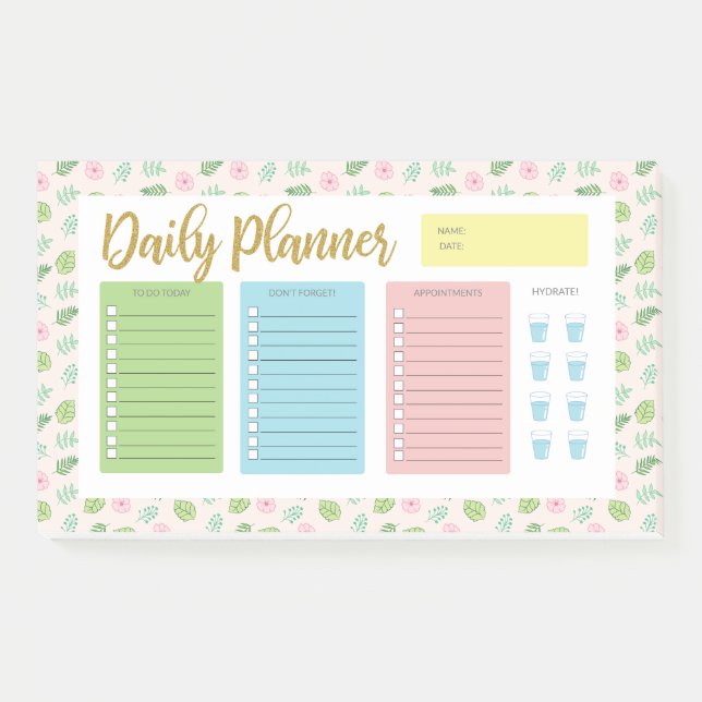 Floral Daily Planner Post-it Klebezettel (Vorderseite)