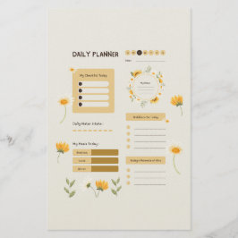 Floral Daily Planner with Sunflowers & Daisies Briefpapier