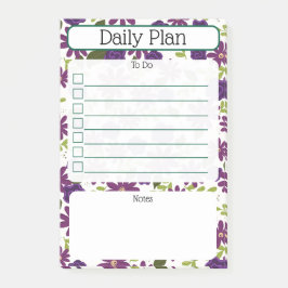 Floral Daily Planning Checklist Notepad Post-it Klebezettel