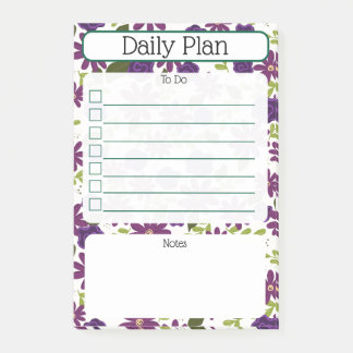 Floral Daily Planning Checklist Notepad Post-it Klebezettel