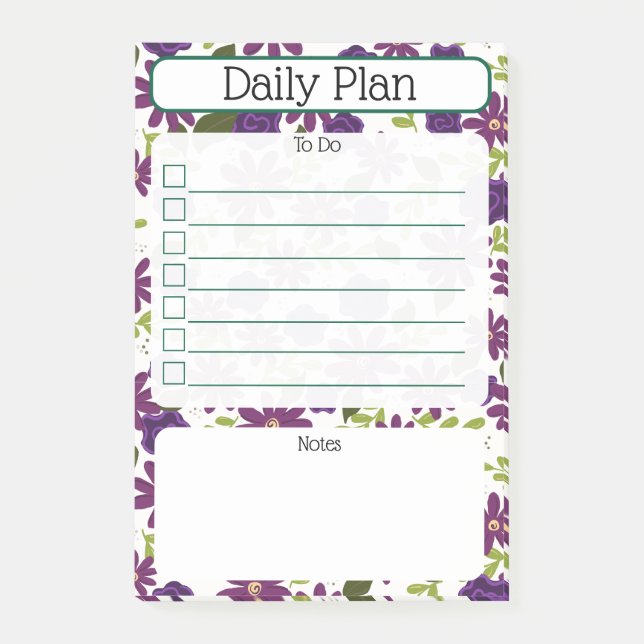 Floral Daily Planning Checklist Notepad Post-it Klebezettel (Vorderseite)