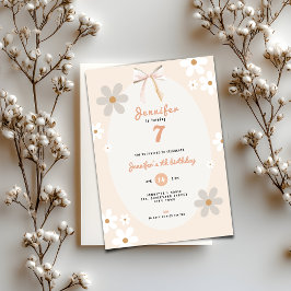 Floral Daisy 7th Birthday Invitation for Girls Einladung