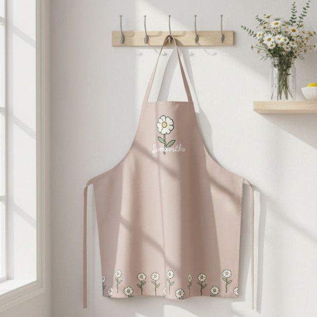 Floral Daisy Apron - Solid Color Botanical Kitchen Schürze (Von Creator hochgeladen)