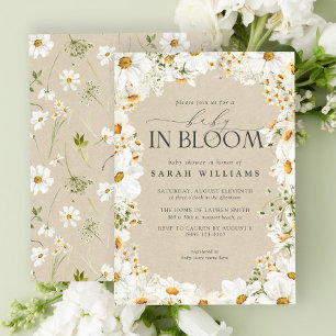 Floral Daisy Baby in Bloom Kraft Papierdusche Einladung