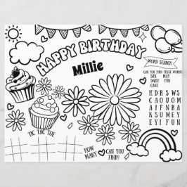 Floral Daisy Birthday Farbing Page