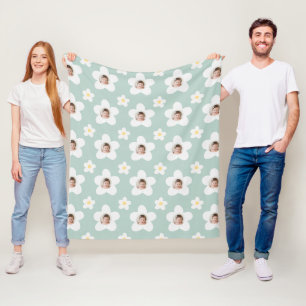 Floral daisy boho retro türkis gelb niedliches Ges Fleecedecke