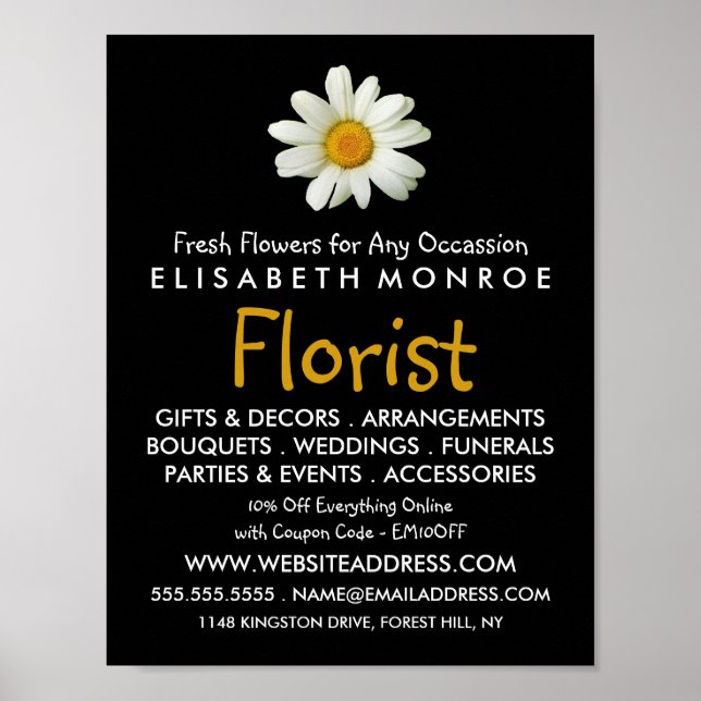 Floral Daisy, Floristry Advertising Poster (Vorne)