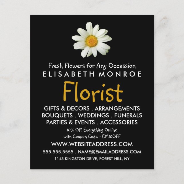 Floral Daisy, Floristry Werbung Flyer (Vorne)