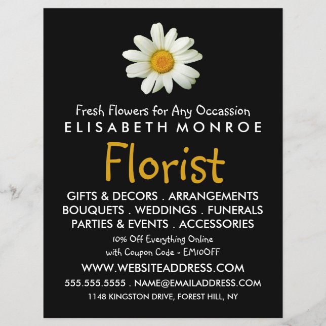 Floral Daisy, Floristry Werbung Flyer (Vorne)