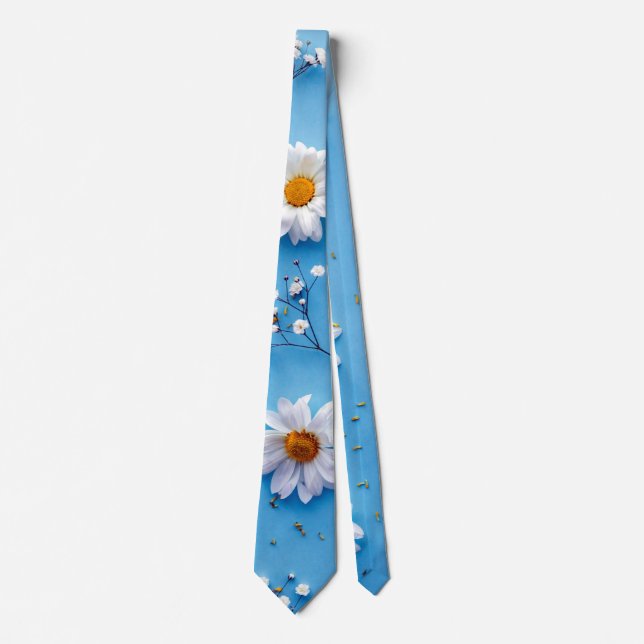 Floral Daisy Muster - Light Blue Krawatte (Vorderseite)