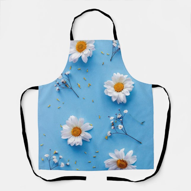 Floral Daisy Muster - Light Blue Schürze (Vorderseite)