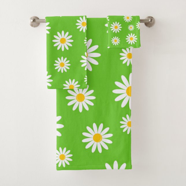 Floral Daisy Pattern Badhandtuch Set (Insitu)