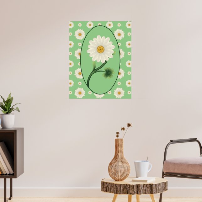 Floral Daisy Pattern Poster (Wohnzimmer 3)