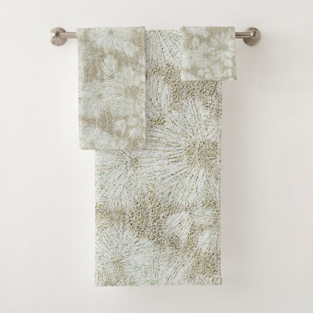 Floral Daisy Velvety Cream Textur Badhandtuch Set (Insitu)