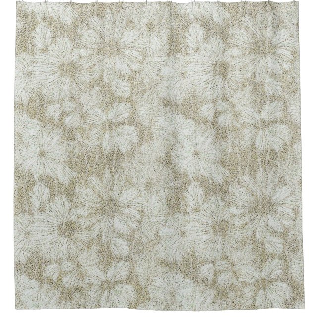 Floral Daisy Velvety Cream Textur Duschvorhang (Vorderseite)