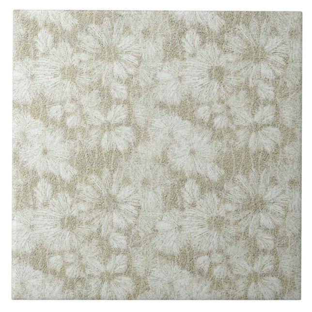 Floral Daisy Velvety Cream Textur Fliese (Vorderseite)