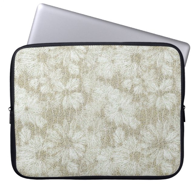 Floral Daisy Velvety Cream Textur Laptopschutzhülle (Vorderseite)