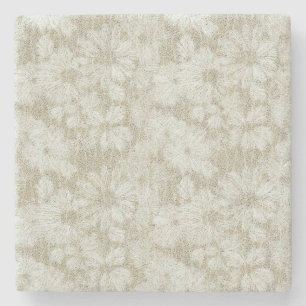 Floral Daisy Velvety Cream Textur Steinuntersetzer