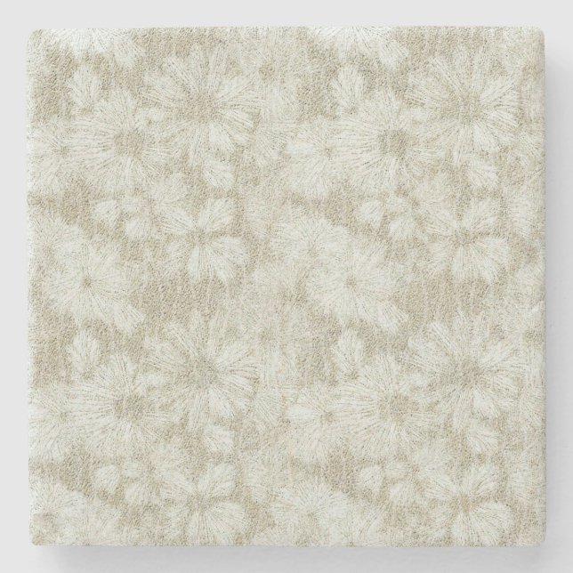 Floral Daisy Velvety Cream Textur Steinuntersetzer (Vorderseite)