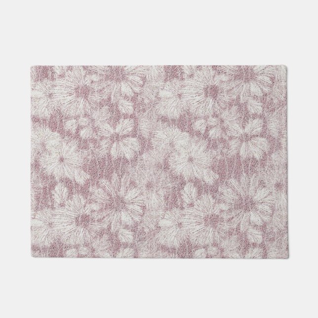 Floral Daisy Velvety Dusty Pink Fußmatte (Vorderseite)