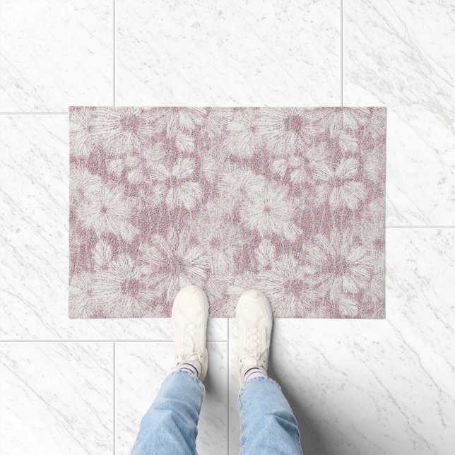 Floral Daisy Velvety Dusty Pink Fußmatte (Indoor)