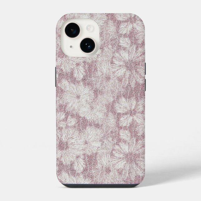 Floral Daisy Velvety Dusty Pink iPhone Hülle (Rückseite)