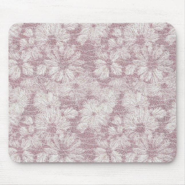 Floral Daisy Velvety Dusty Pink Mousepad (Vorne)
