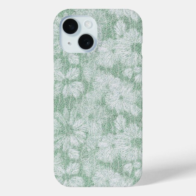 Floral Daisy Velvety Mint Green Case-Mate iPhone Hülle (Rückseite)