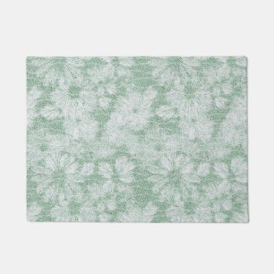 Floral Daisy Velvety Mint Green Fußmatte
