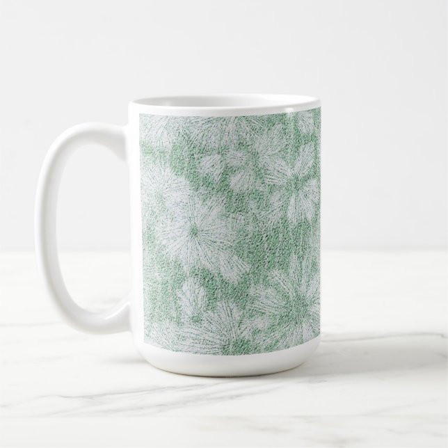 Floral Daisy Velvety Mint Green Kaffeetasse (Links)