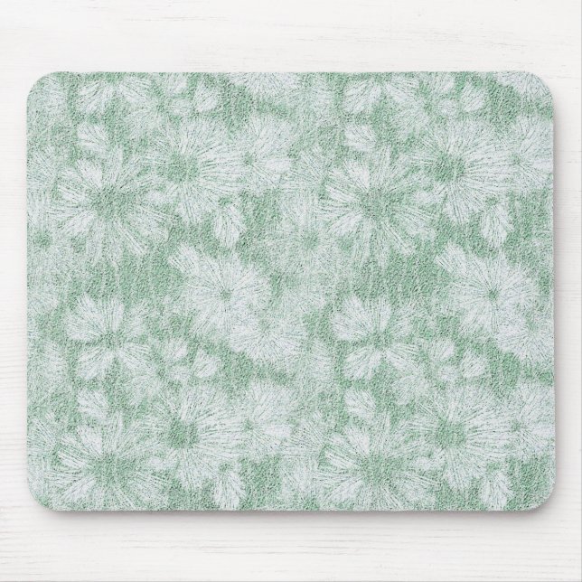 Floral Daisy Velvety Mint Green Mousepad (Vorne)