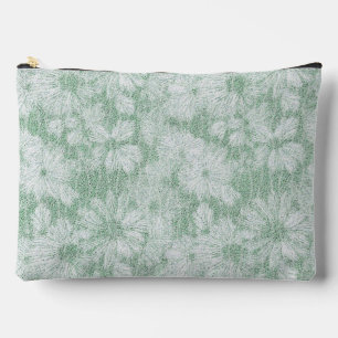 Floral Daisy Velvety Mint Green Zubehörtasche