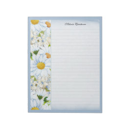 Floral Daisy Vintag Dusty Blue Personalisiert Line Notizblock
