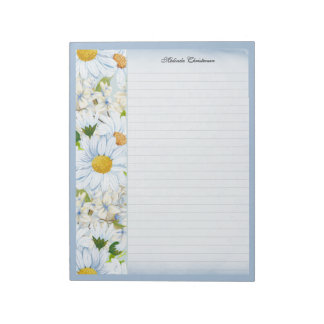 Floral Daisy Vintag Dusty Blue Personalisiert Line Notizblock